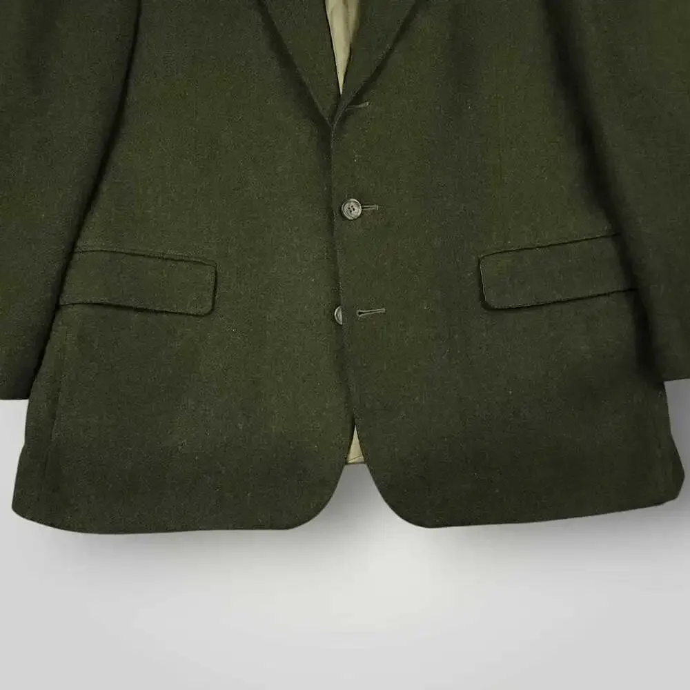 Vtg 90s Ivy Style Brushed Wool Sack Jacket Mens 44R 3 Roll 2 Relaxed Fit Green